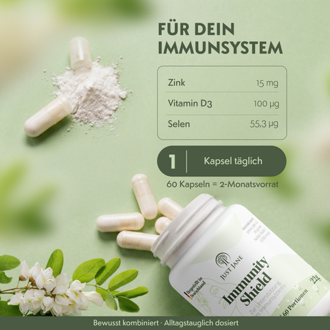 Immunity Shield – Abwehrkräfte stärken mit Zinkbisglycinat, Selen & Vitamin D3 für Mamas - Johne-Jahn GmbH